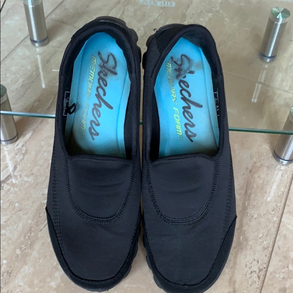 Skechers black slip on memory foam shoes 7.5